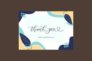 Aesthetic Thank You Card Template With Leaves vector