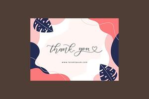 Aesthetic Thank You Card Template With Leaves vector