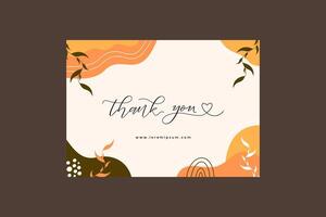 Aesthetic Thank You Card Template With Leaves vector