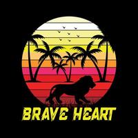 brave heart lion lover design vector