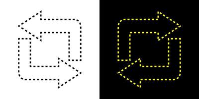 Dashed square cyclic rotation arrow icon. Navigation concept arrow sign. vector