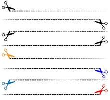 tijeras icono, punteado líneas con tijeras símbolos, corte línea con tijeras. vector