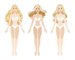 Fashion dolls set with blond hair wearing bikini vector