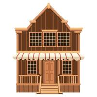 Wild West sheriff office, town building of cowboy, old house of wood. American country city or Wild West architecture, Texas sheriff office or police building with sign. illustration vector