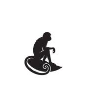 Monkey silhouette blank and white. Monkey logo, monkey illustration vector