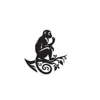 Monkey silhouette blank and white. Monkey logo, monkey illustration vector