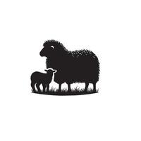 Sheep silhouette on white background. Sheep illustration sheep logo vector