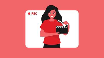 Girl recording for social media illustration vector