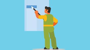 Wall painting worker illustration vector