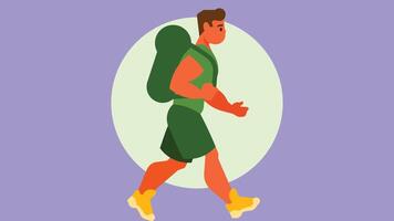 Hiker with back bag walking in the wild vector