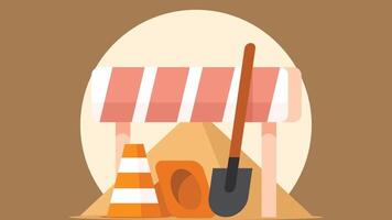 construction site with road blocks illustration vector