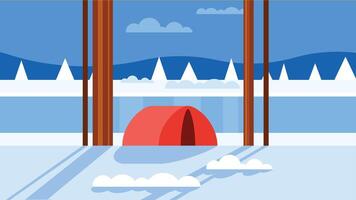 Camp site in the wild forest with tents illustration vector