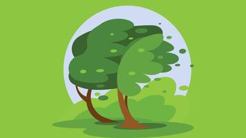 tree in middle of windy storm illustration vector