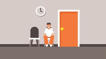candidate waiting for interview in office vector