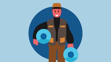 Water delivery man for water containers vector