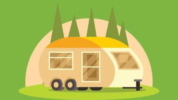 Camp site in the wild forest with tents illustration vector