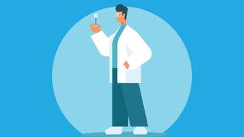 scientist with lab test tube illustration vector