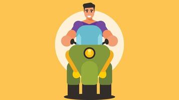 hombre conducción un motocicleta aislado ilustración vector