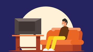 Person watching tv in living room vector