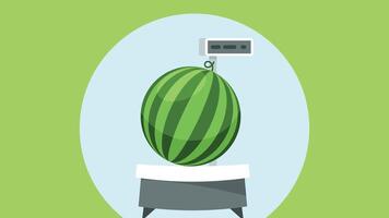 Fruits on a weight scale illustration vector