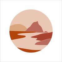 Circle mountain landscape background element vector