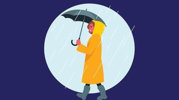 girl holds an umbrella in rain vector