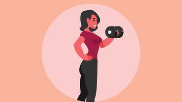 girl doing exercise at gym with dumbbells vector