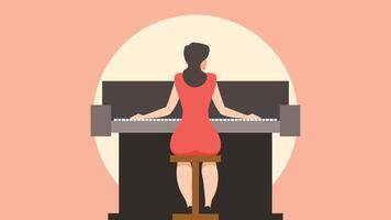 woman plays a piano illustration vector