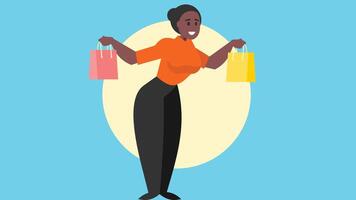 Girls doing shopping with shopping bags vector