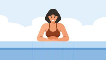 Woman at water relaxing and doing water sports vector