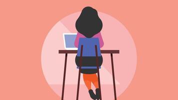 Freelancer female working on laptop illustration vector