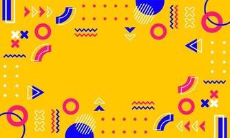 Modern abstract background with memphis elements in yellow and retro themed posters banners and website landing pages. vector