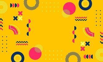 Modern abstract background with memphis elements in yellow and retro themed posters banners and website landing pages. vector