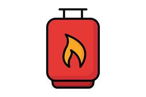 Propane icon. gas cylinder with fire. icon related to utilities. colored outline icon style. utilities elements illustration vector