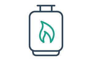 Propane icon. gas cylinder with fire. icon related to utilities. line icon style. utilities elements illustration vector