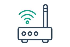 Broadband icon. internet with signal. icon related to utilities. line icon style. utilities elements illustration vector