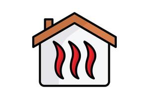 Heating icon. house with heat. icon related to utilities. colored outline icon style. utilities elements illustration vector