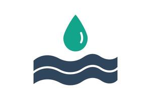Storm water icon. water droplets with water below. icon related to utilities. solid icon style. utilities elements illustration vector