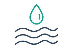 Storm water icon. water droplets with water below. icon related to utilities. line icon style. utilities elements illustration vector
