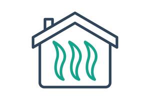 Heating icon. house with heat. icon related to utilities. line icon style. utilities elements illustration vector