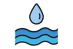 Storm water icon. water droplets with water below. icon related to utilities. colored outline icon style. utilities elements illustration vector