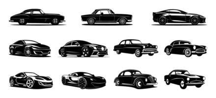 Cars Collection BlacK Color Clipart. vector