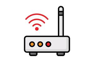 Broadband icon. internet with signal. icon related to utilities. colored outline icon style. utilities elements illustration vector