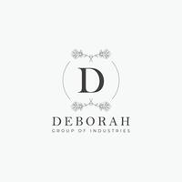 D letter logo with a creative floral concept for company business beauty real estate premium vector