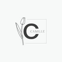 C letter logo with a floral concept for company business beauty real estate premium vector
