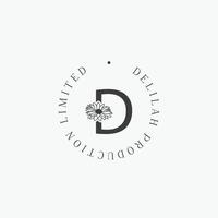 D letter logo with a creative floral concept for company business beauty real estate premium vector