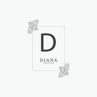 D letter logo with a creative floral concept for company business beauty real estate premium vector