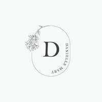 D letter logo with a creative floral concept for company business beauty real estate premium vector