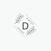 D letter logo with a creative floral concept for company business beauty real estate premium vector