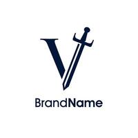 Elegant Initial V Sword Logo vector